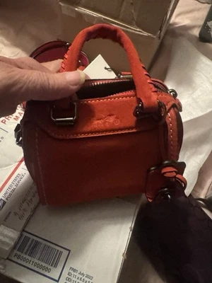 Rare COACH Ace 14 Mini vermilion suede Leather Crossbody Satchel 21214 Bag Purse - Image 1 of 4
