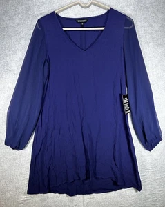 NWT Express Electric Blue Shift Dress V neck Long Sleeve Women’s size XS - Picture 1 of 6
