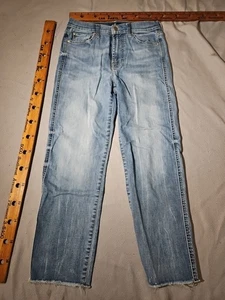 7 For All Mankind Jeans Womens Size 28 Blue High Waist Cropped Straight Pants - Picture 1 of 17