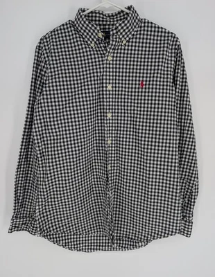 Ralph Lauren Black White Gingham Button Down Shirt M Classic Pony Oxford Preppy - Image 1 of 4
