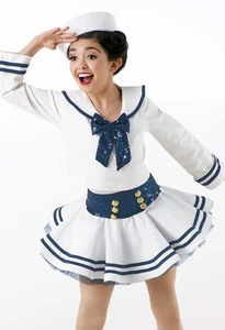 Dance Costume Weissman 10408 XXL Child Blue Dress Jazz Sequin Sailor - Picture 1 of 3