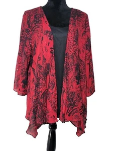WOMENS REBECCA MALONE 1X ATTACHED AT SHOULDER SET TANK w DRAPED FRONTBLK ON RED - Picture 1 of 12