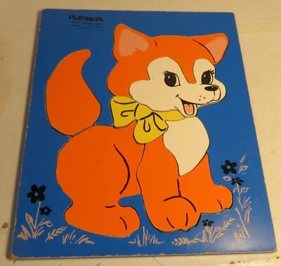 Bandeja de madera vintage Playskool rompecabezas de madera rojo zorro rojo 165-5 7 piezas juguete 2-5 años Foto 1 de 4