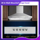 30 in Kitchen Wall-Mounted 500CFM Range Hood  Stainless Steel LED Light 3-Speed