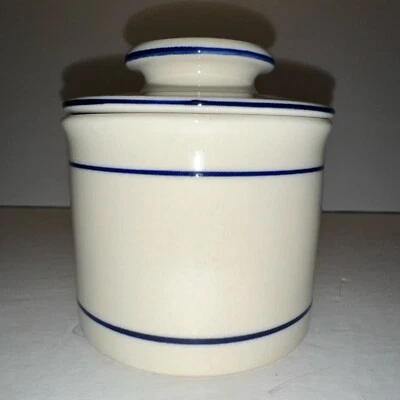 Original, Butter Bell Crock, Butter Keeper, Ceramic, White with Blue. - Image 1 of 4