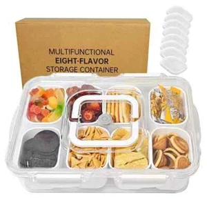 Snackle Box Container Dishwasher Safe Divided Serving Tray with Lid ... - Picture 1 of 5