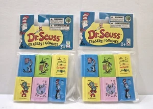 Dr Seuss Book Erasers 6 ct Bundle Of 2 A Total Of 12 Erasers. Brand New Sealed - Picture 1 of 2