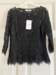Gorgeous Jacques Vert 3/4 Sleeve Heavy Lace Black Top- Size 8 New RRP£89 - Picture 1 of 8