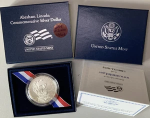 2009 USMINT  Abraham Lincoln Commemorative UNC Silver Dollar OGP Box & COA.#LN8 - Picture 1 of 8