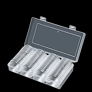 60Pcs 40Mm Clear Coin Capsules Storage Box Holder + Case Coins Container - Picture 1 of 5