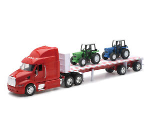 NEW RAY 1/32 Peterbilt 387 w/Flatbed Trailer & Farm Tractors Color vary NRY10283