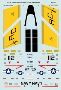 SS481103 Superscale 1:48 Grumman F-14 Tomcat Upgrade Final Scheme VF-32 Swordsme - Bild 1 von 2