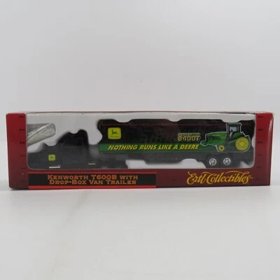NIP Ertl 1:87 Scale Diecast Kenworth T600B w/Drop-Box Van Trailer John Deere L2 - Image 1 of 4