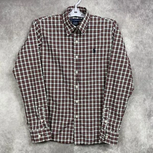 Ralph Lauren Sport Button Up Shirt Youth Boys 10 Red Plaid Long Sleeve Preppy - Picture 1 of 11
