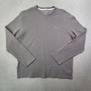 Lacoste Sleep Wear T Shirt Mens XL Gray Waffle Knit Thermal Embroidered Logo - Picture 1 of 10