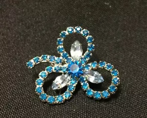 Broche vintage de flores de estrás azul - Imagen 1 de 3