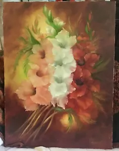 Vintage Signed Original Oil Painting Realistic "Gladiolas" Flowers Kenney - Picture 1 of 4