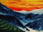 Melting Blue Mountains - original oil painting by Luna Smith, Peru, landscape
