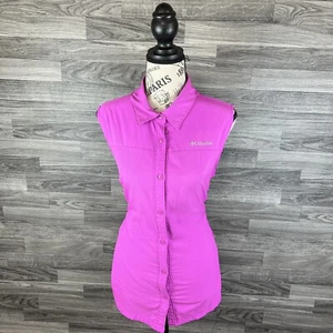 COLUMBIA Women’s Pink Full Button Down Vest Size Large Regular - Picture 1 of 12