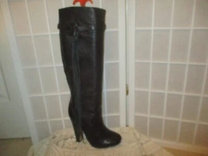 Bebe knee high fringed leather high heel boots - Picture 1 of 16