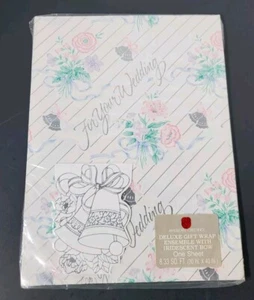 American Greetings Gift Wrap Wedding Wrapping Paper With Greeting Card & Bow - Picture 1 of 4