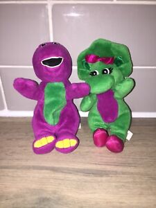 Small Barney Beanies - Barney + Baby Bop Lyons Group Gund 7" Stuffed Plush 1997