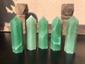 5pcs Large 2''+ Green Aventurine Quartz Crystal Point Wand Healing Tower - Picture 1 of 6
