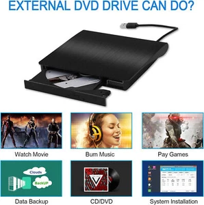 Slim External USB 3.0 DVD CD RW Writer Drive Burner Reader Player For Laptop US - Picture 1 of 33
