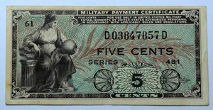 5 Cents Bill Military Payment The USA Certificate MPC Series 481 5¢ Paper Note - Picture 1 of 2