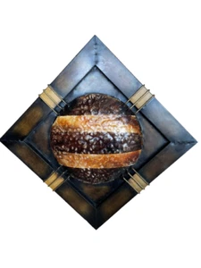 Abstract Circle Striped Metal Wall Art - 15" Square, Brown and Yellow - Picture 1 of 5