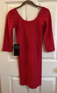 bebe Red 3/4 Sleeve Cocktail Pencil Dress, size medium Y2K Slinky Made In USA - Picture 1 of 7