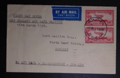 1936 Hokitika New Zealand First Flight Airmail Cover To Dunedin Christchurch FFC - image 1 of 2