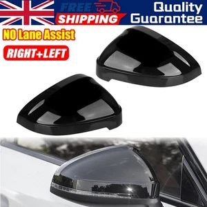 2X Gloss Black Wing Mirror Cover Caps NO Lane Assist For AUDI A4 S4 A5 S5 RS5 B9 - Picture 1 of 13