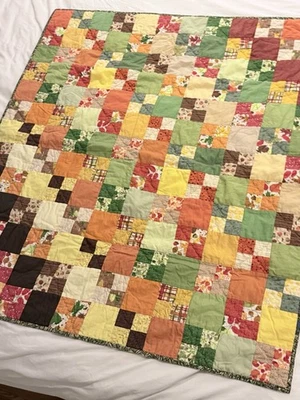 Hand Quilted Patchwork Cotton Throw, Woodland, CabinCore, Lodge Charm 45”x42” - Image 1 of 4
