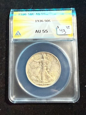 1936 年自由行走半美元 ANACS AU 55 — 第 1/4 张图片