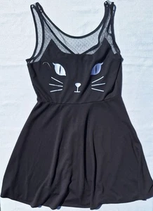 Hot Topic Black Kitty Cat Sleeveless Skater Dress Black Womens Size XS/S - Picture 1 of 5