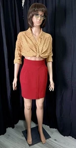 VINTAGE CHANEL WOMEN'S WOOL HIGH WAIST "V" BACK PENCIL SKIRT W/HIP POCKETS 4/36 - Picture 1 of 20