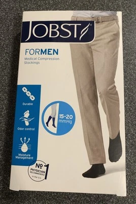 Jobst Mens Compression Socks Medium Knee CT White 15-20 Brand New! - Image 1 of 4