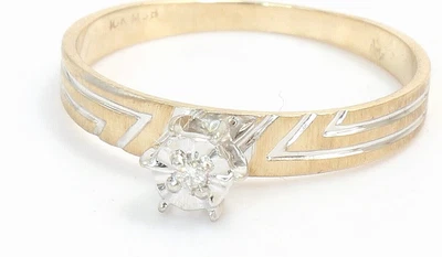 Anillo de compromiso solitario de diamantes de oro macizo de 10k ilusión para damas talla 6 1/2 Foto 1 de 4