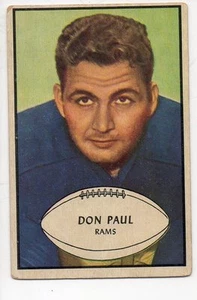 1953 Bowman Football Card #47 Don Paul-Los Angeles Rams Vg Card - Picture 1 of 1