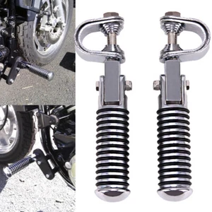 Motorcycle U-clamp Foot Pegs Pedals & 1"~1-1/4" Highway Engine Crash Bar Chrome - Picture 1 of 12