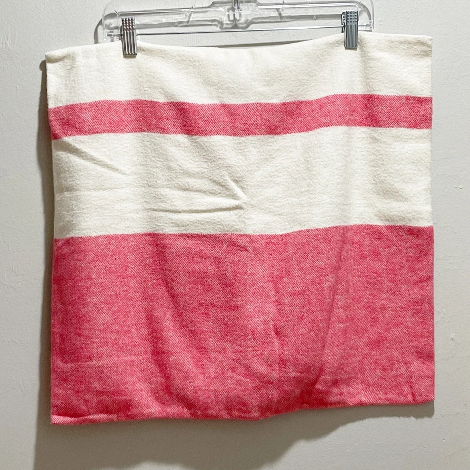 LANDS DOWNUNDER Sydney Stripe Pillow Cover Soft Ivory Pink Made In Italy 20x20 - Image 1 of 4