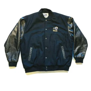 NEW Vintage Lee Sport Rams Wool Leather Bomber Varsity Jacket Insulated Snap XL - Picture 1 of 12