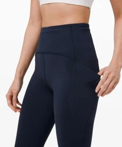 NEW! Lululemon Swift Speed HR Crop Leggings Size 2 Navy Blue Gym Yoga Pockets - Picture 1 of 7