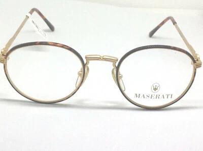 MASERATI VINTAGE EYEGLASS 6134-15 MATTE GOLD/DEEP BROWN-BLACK48-22-135 ROUND - Image 1 of 4