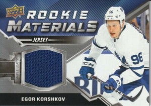 Egor Korshkov 2020-21 UD Series 2 Rookie Materials Relic #RM-EK RC Maple Leafs