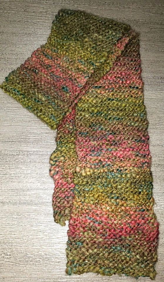 BUFANDA ORO BRILLANTE ROSA VERDE NIÑAS hecha a mano 46 pulgadas de largo x 4,5 pulgadas TALLA ÚNICA  Foto 1 de 1