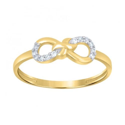 10kt White Or Yellow Gold Womens Girls Cubic Zirconia Love Symbol Infinity Ring - Image 1 of 1