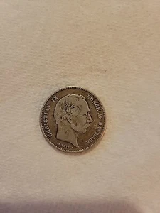 Denmark 1876 1 Krone Silver Coin  - Picture 1 of 2