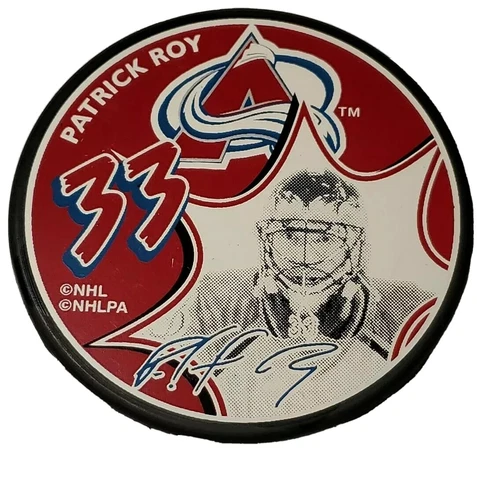 PATRICK ROY HOF COLORADO AVALANCHE NHL NHLPA RARE STAMPED ON SIG! VINTAGE PUCK Cover